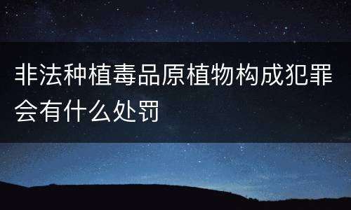 非法种植毒品原植物构成犯罪会有什么处罚