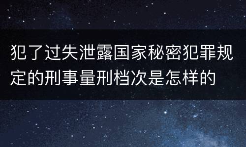 犯了过失泄露国家秘密犯罪规定的刑事量刑档次是怎样的