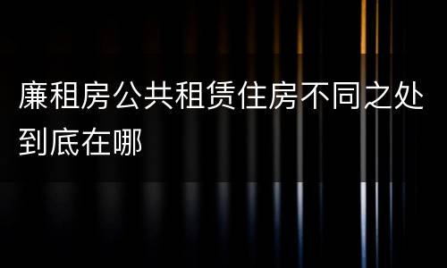 廉租房公共租赁住房不同之处到底在哪