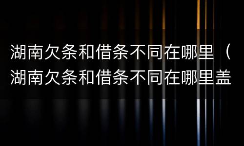 湖南欠条和借条不同在哪里（湖南欠条和借条不同在哪里盖章）