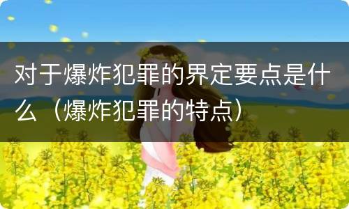 对于爆炸犯罪的界定要点是什么（爆炸犯罪的特点）