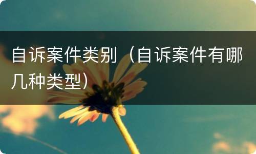 自诉案件类别（自诉案件有哪几种类型）