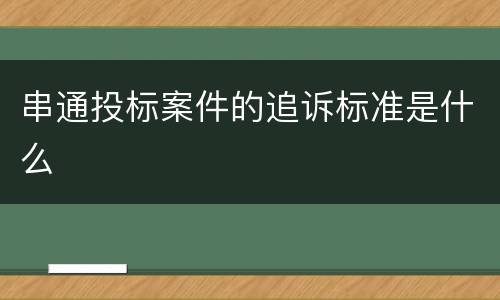 串通投标案件的追诉标准是什么