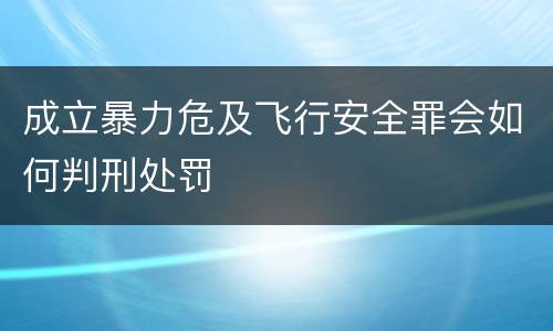 成立暴力危及飞行安全罪会如何判刑处罚