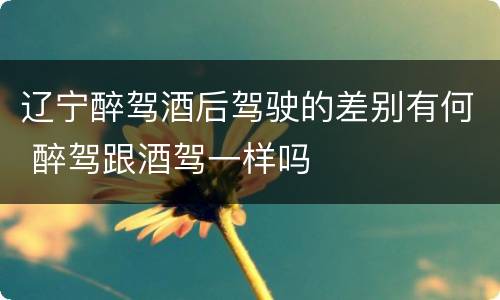 辽宁醉驾酒后驾驶的差别有何 醉驾跟酒驾一样吗
