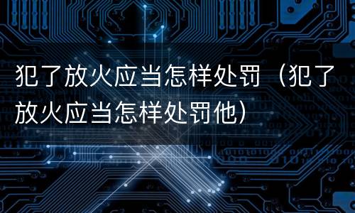 犯了放火应当怎样处罚（犯了放火应当怎样处罚他）