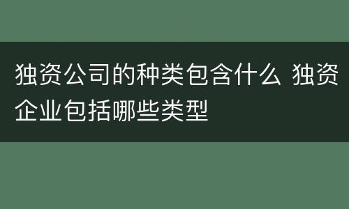 独资公司的种类包含什么 独资企业包括哪些类型