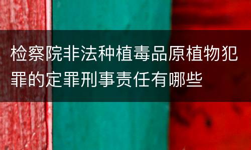 检察院非法种植毒品原植物犯罪的定罪刑事责任有哪些