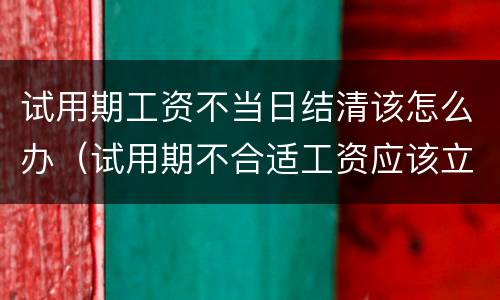 试用期工资不当日结清该怎么办（试用期不合适工资应该立刻结清吗）