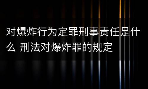 对爆炸行为定罪刑事责任是什么 刑法对爆炸罪的规定