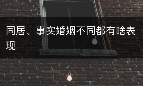 同居、事实婚姻不同都有啥表现