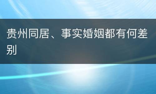 贵州同居、事实婚姻都有何差别