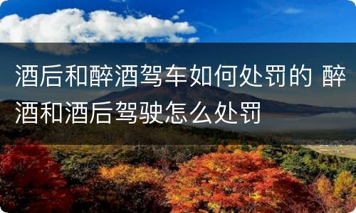 酒后和醉酒驾车如何处罚的 醉酒和酒后驾驶怎么处罚