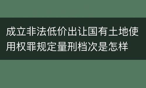 成立非法低价出让国有土地使用权罪规定量刑档次是怎样