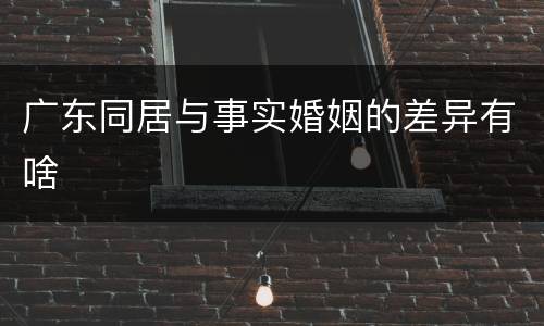 广东同居与事实婚姻的差异有啥