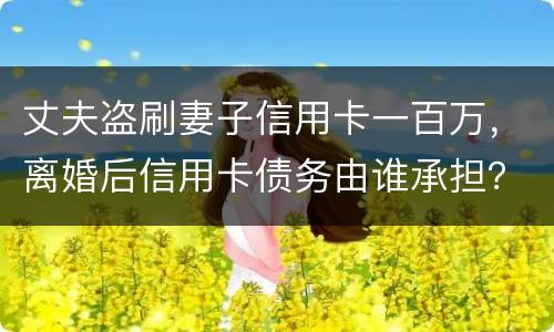 丈夫盗刷妻子信用卡一百万，离婚后信用卡债务由谁承担？