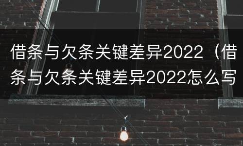 借条与欠条关键差异2022（借条与欠条关键差异2022怎么写）