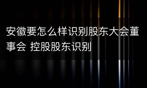 安徽要怎么样识别股东大会董事会 控股股东识别