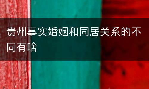 贵州事实婚姻和同居关系的不同有啥