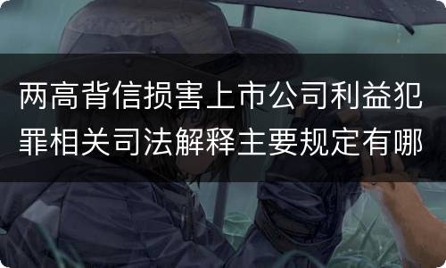 两高背信损害上市公司利益犯罪相关司法解释主要规定有哪些