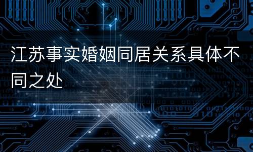 江苏事实婚姻同居关系具体不同之处