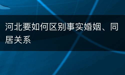 河北要如何区别事实婚姻、同居关系