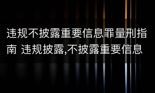 违规不披露重要信息罪量刑指南 违规披露,不披露重要信息罪的立案标准