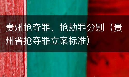 贵州抢夺罪、抢劫罪分别（贵州省抢夺罪立案标准）