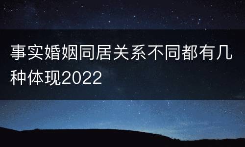 事实婚姻同居关系不同都有几种体现2022