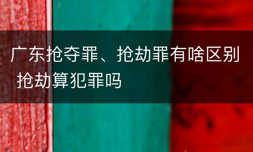 广东抢夺罪、抢劫罪有啥区别 抢劫算犯罪吗