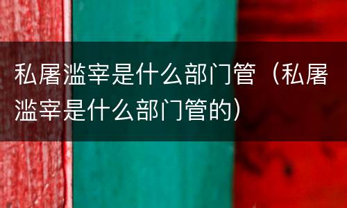 私屠滥宰是什么部门管（私屠滥宰是什么部门管的）