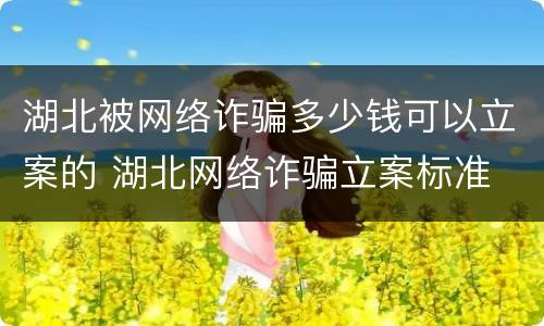 湖北被网络诈骗多少钱可以立案的 湖北网络诈骗立案标准
