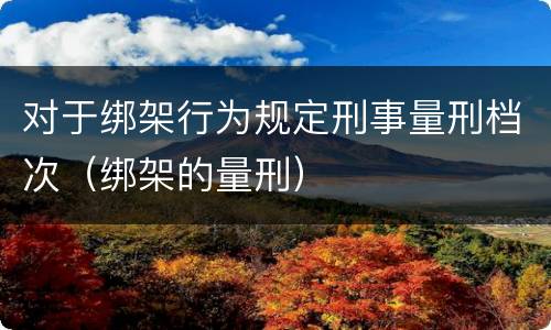 对于绑架行为规定刑事量刑档次（绑架的量刑）