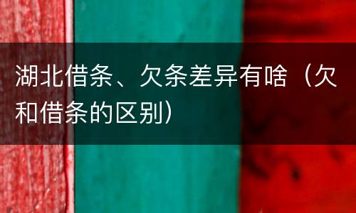 湖北借条、欠条差异有啥（欠和借条的区别）