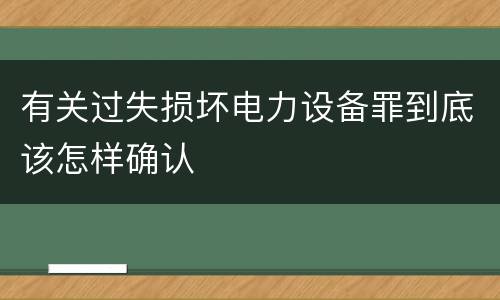 有关过失损坏电力设备罪到底该怎样确认