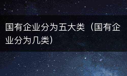 国有企业分为五大类（国有企业分为几类）