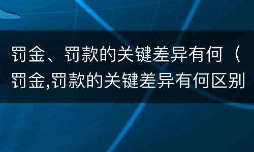 罚金、罚款的关键差异有何（罚金,罚款的关键差异有何区别）