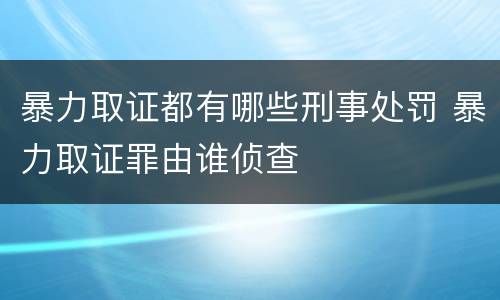 暴力取证都有哪些刑事处罚 暴力取证罪由谁侦查