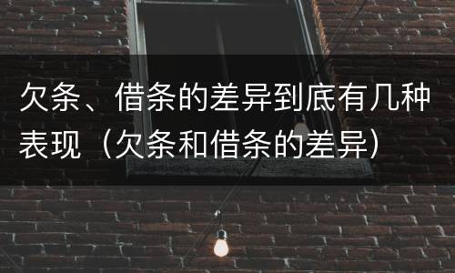 欠条、借条的差异到底有几种表现（欠条和借条的差异）