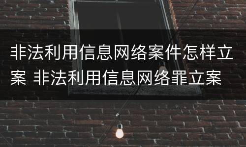 非法利用信息网络案件怎样立案 非法利用信息网络罪立案
