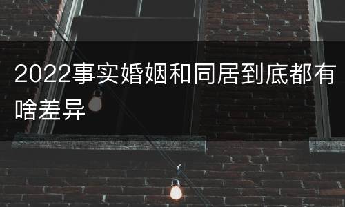 2022事实婚姻和同居到底都有啥差异