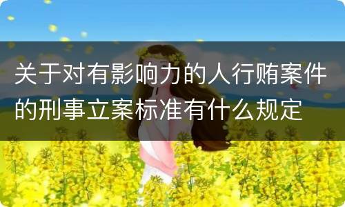 关于对有影响力的人行贿案件的刑事立案标准有什么规定