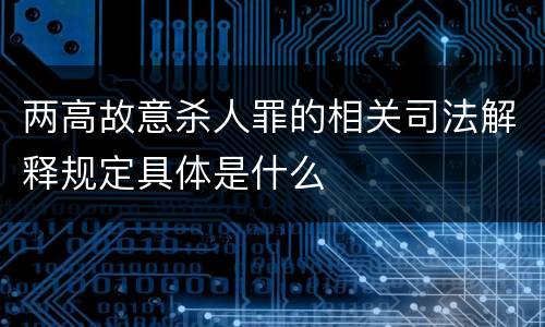 两高故意杀人罪的相关司法解释规定具体是什么
