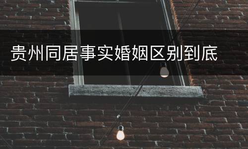 贵州同居事实婚姻区别到底