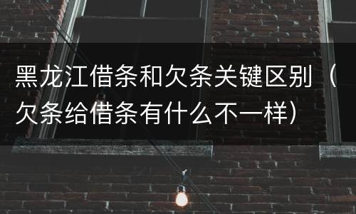 黑龙江借条和欠条关键区别（欠条给借条有什么不一样）