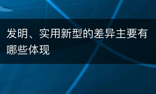 发明、实用新型的差异主要有哪些体现