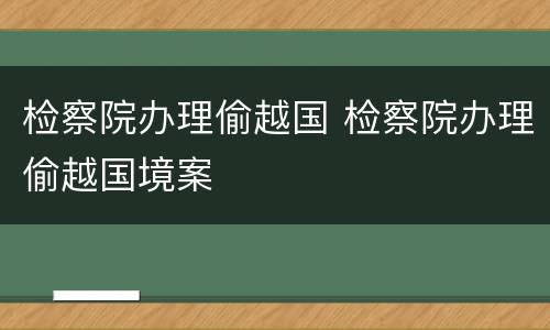检察院办理偷越国 检察院办理偷越国境案