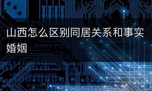 山西怎么区别同居关系和事实婚姻
