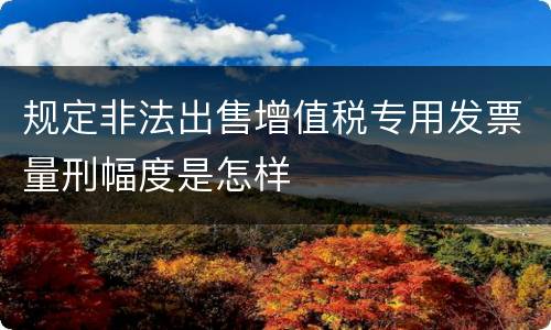 规定非法出售增值税专用发票量刑幅度是怎样