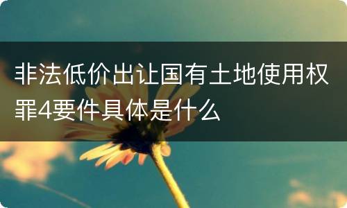 非法低价出让国有土地使用权罪4要件具体是什么